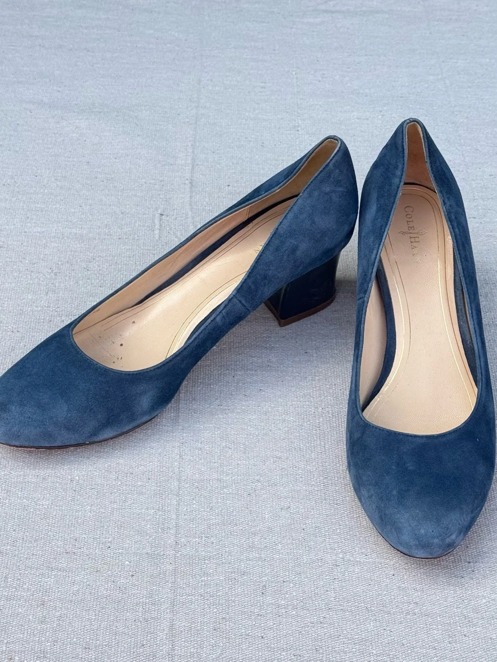Cole Haan Navy Suede Round-Toe Pumps